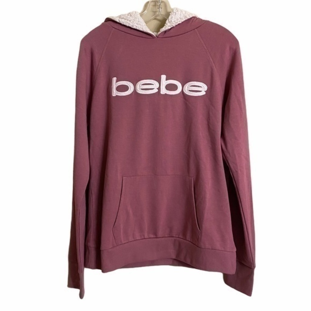 NWOT Bebe Sport Sweatshirt Sherpa Lined Hoodie Blush Pink Women Medium